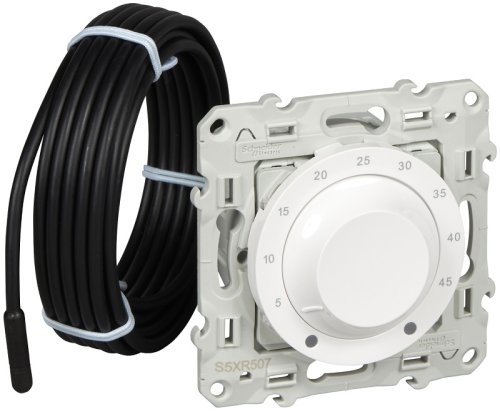 Терморегулятор механический с датчиком без рамки Schneider Electric Odace 0С +50С белый картинка